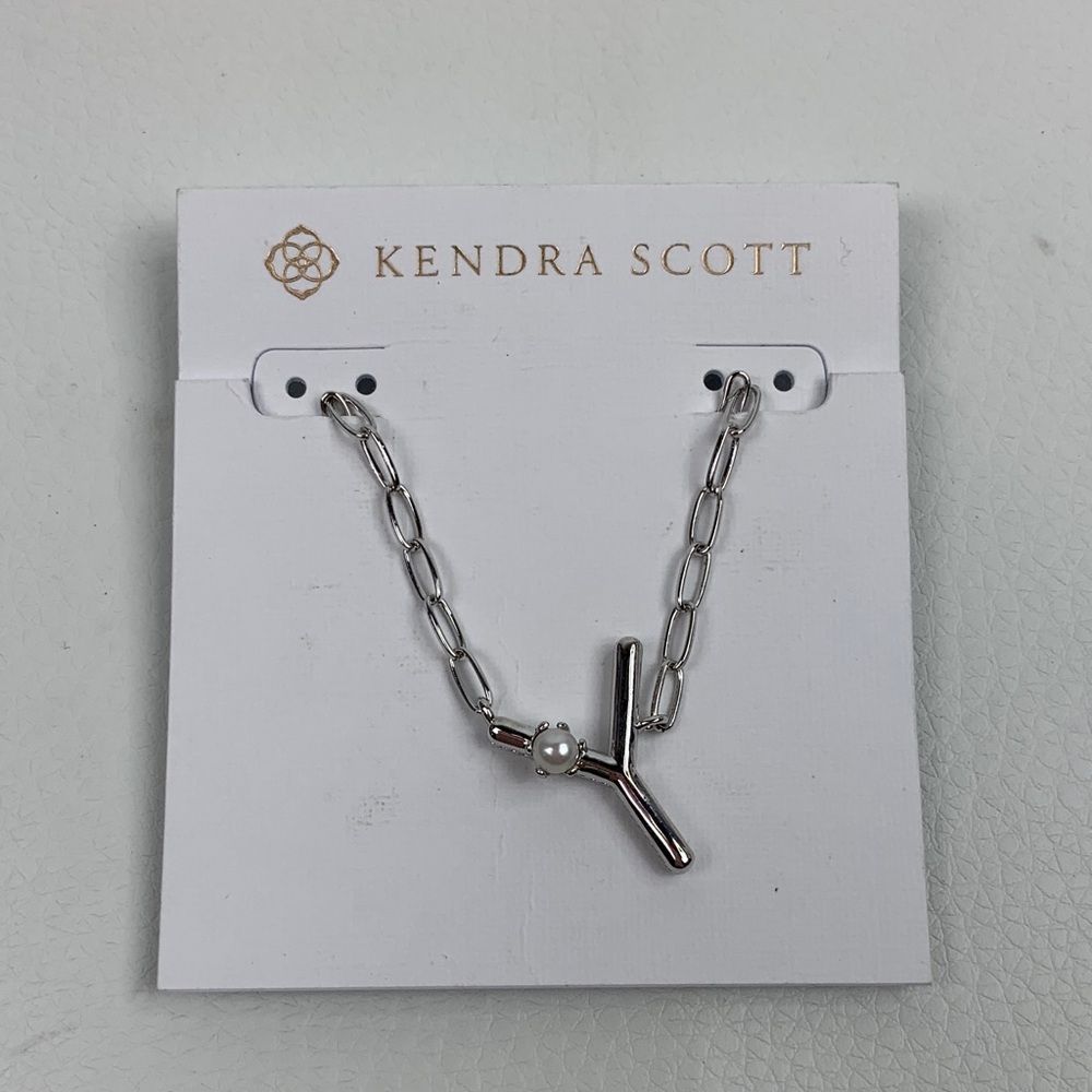 Kendra Scott Silver Chain Necklace with Pearl Detail Adjustable 18” New NWT